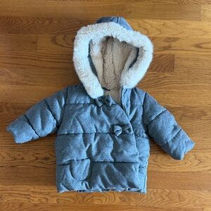 Cozy Gray Kids Puffer Jacket, 6 months - French design (bought in France)